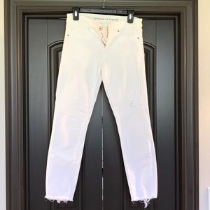 Articles of Society distressed cropped white denim